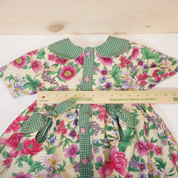 Vintage Rachels Kids Dress Size 5 Floral Button-up Front 90s Collar Garden Party - Picture 4 of 10